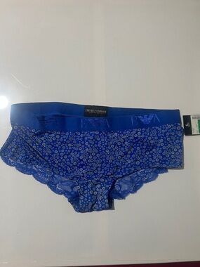 Emporio Armani Royal Blue Patterned Lace Hipster Briefs